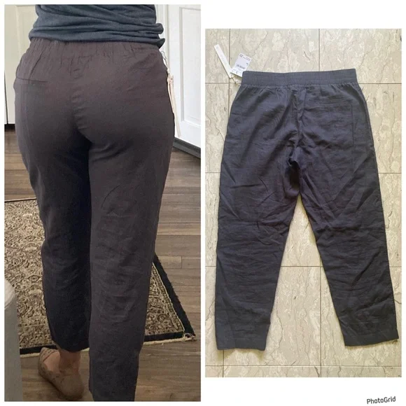 Grey Linen Blend Pants - Picture 2 of 2
